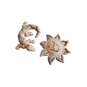 Vintage Terracotta Lizard & Sun By Frontier Studios unsigned EUC